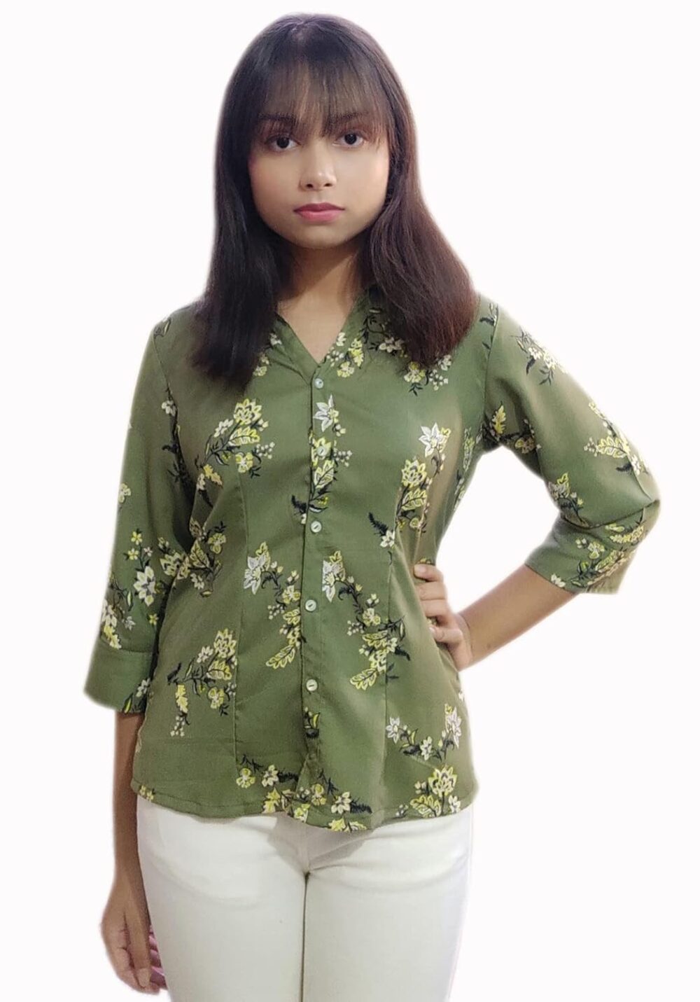 PRACHALAN Girls Shirt Olive Green - Image 5