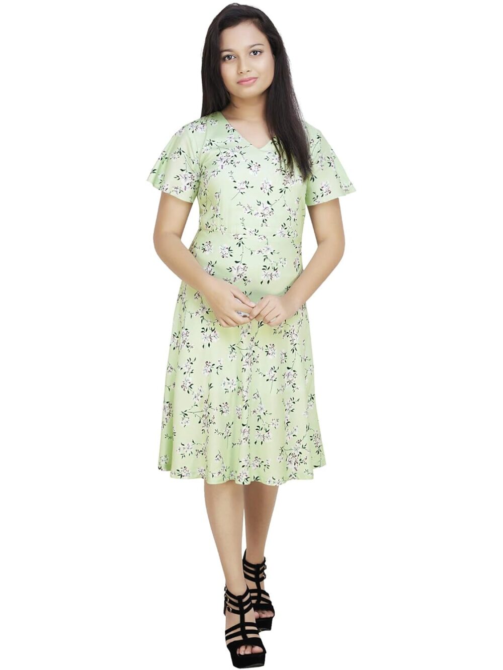 PRACHALAN Girls Flutter Sleeve Skater Dress (Turquoise_10-11 - Image 5