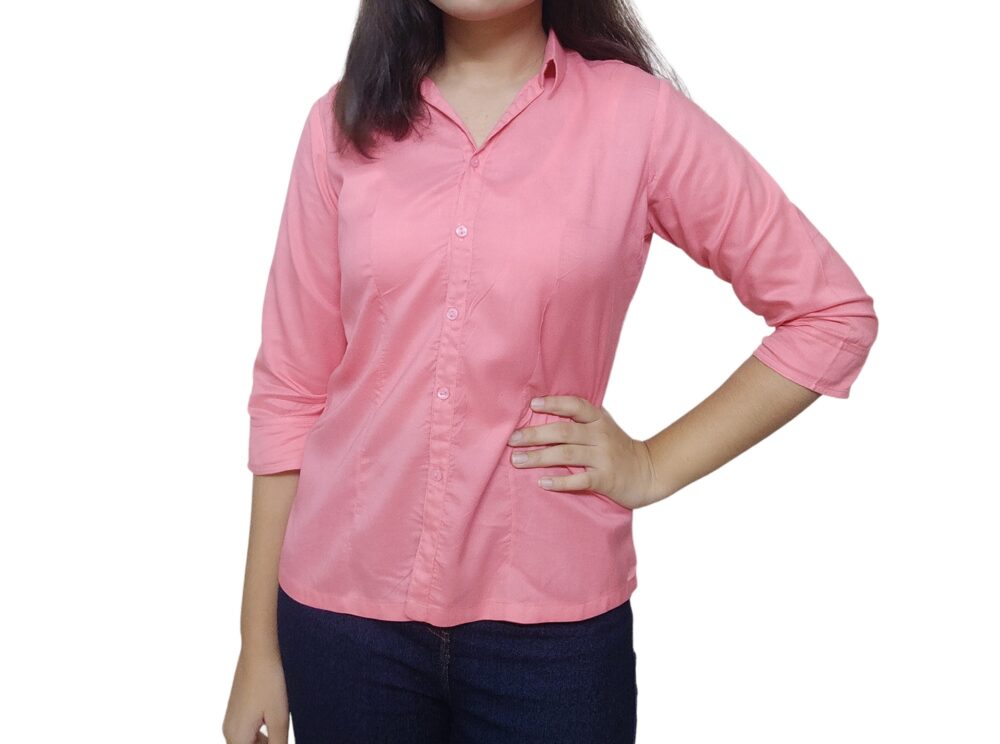 Girls Rayon  Stylish Pink Shirt